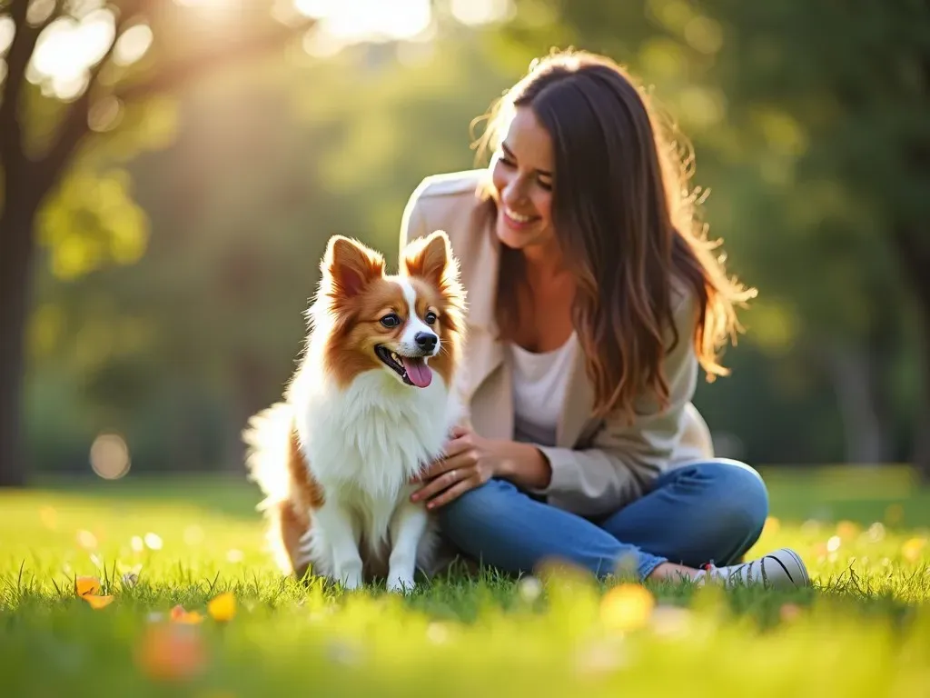 パピヨン犬とその飼い主