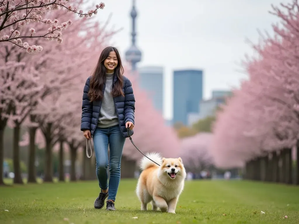 保護犬の散歩