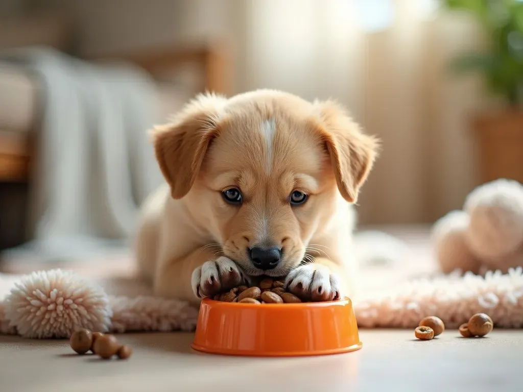 子犬食事