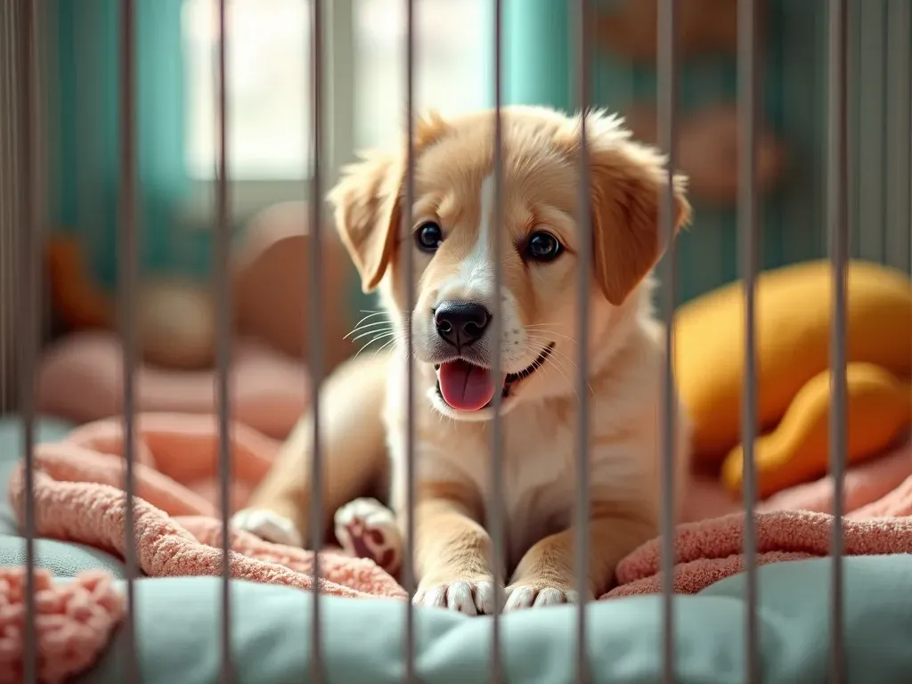 子犬 ケージの中