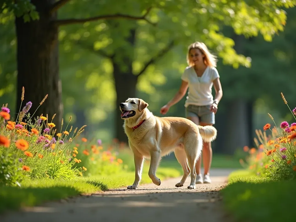 散歩する犬