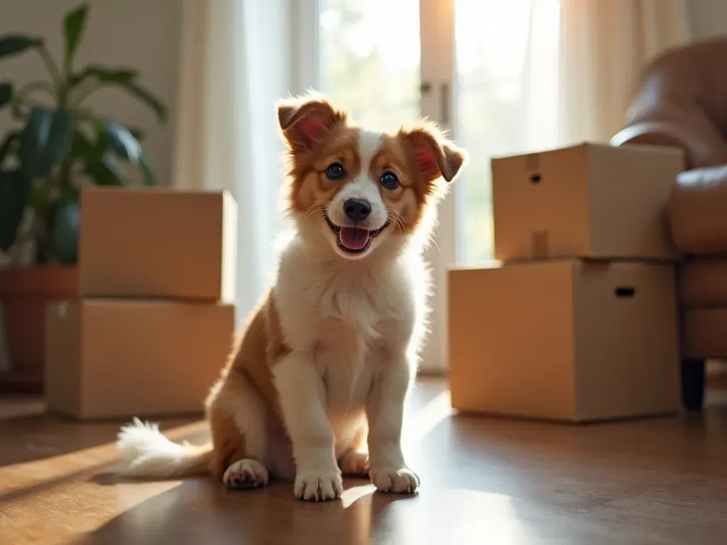 新居に慣れる犬