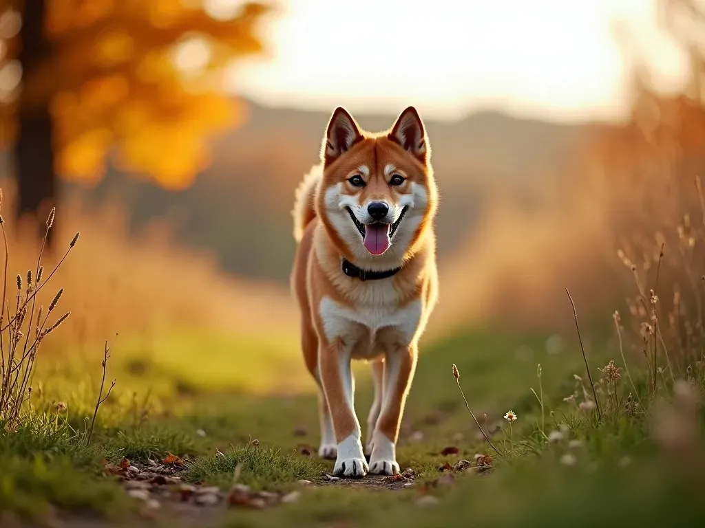 柴犬 散歩 風景