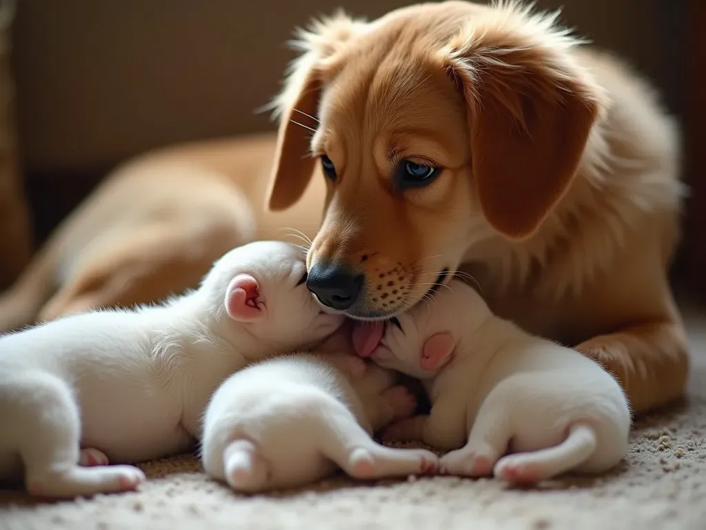 母犬と子犬の愛情