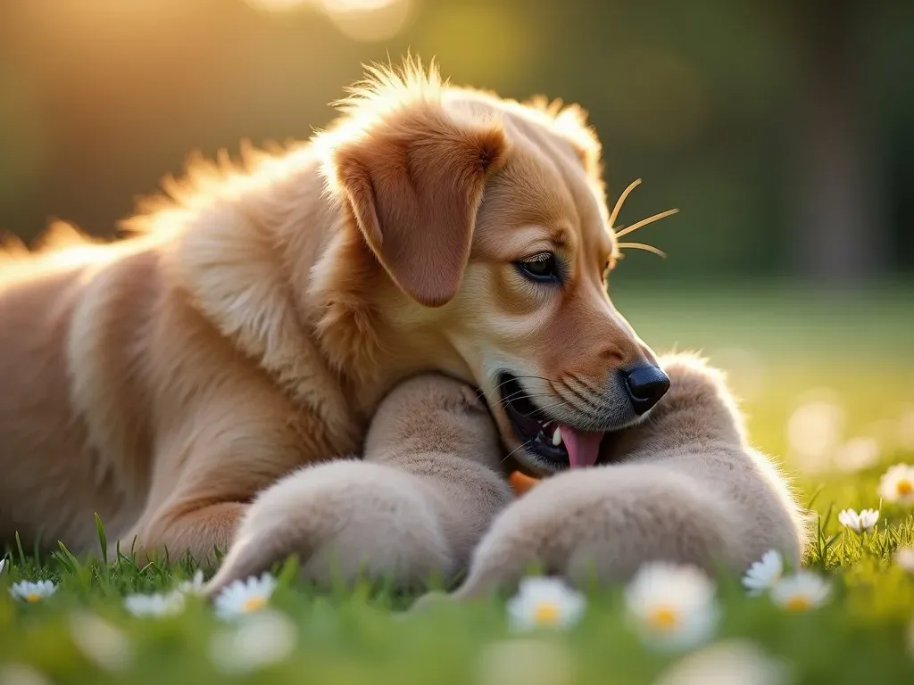 母犬子育て