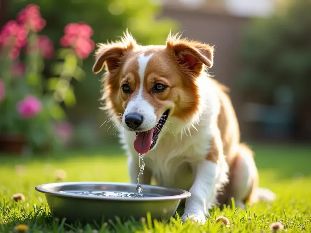 犬 水 飲む