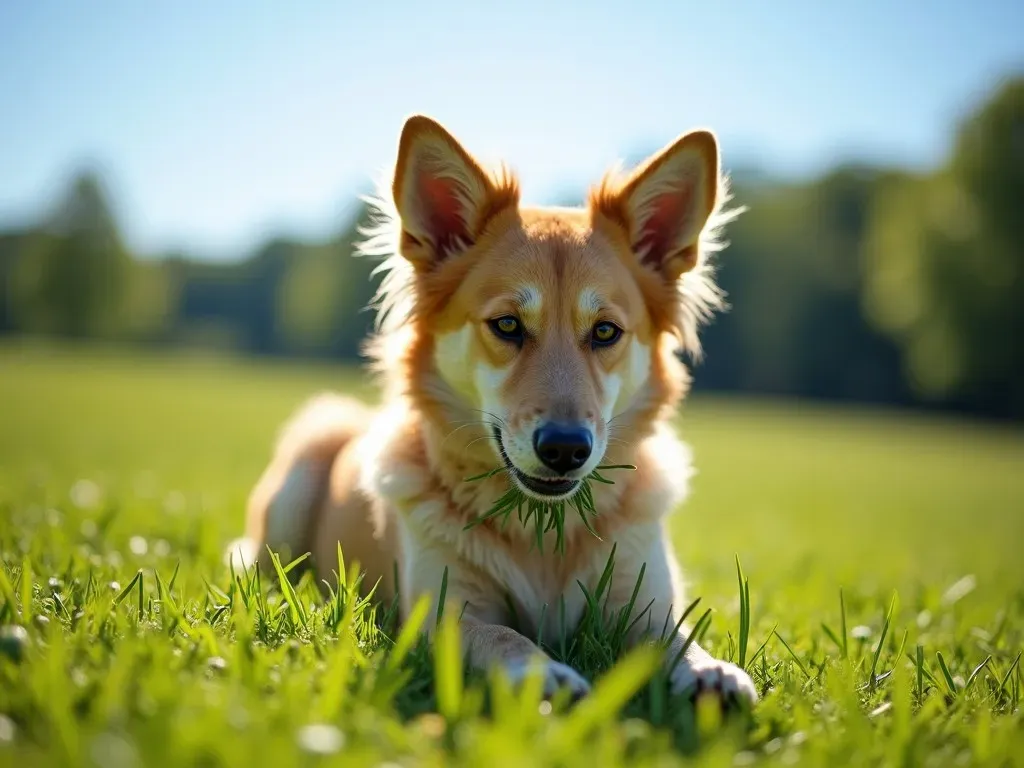 犬 草を食べる