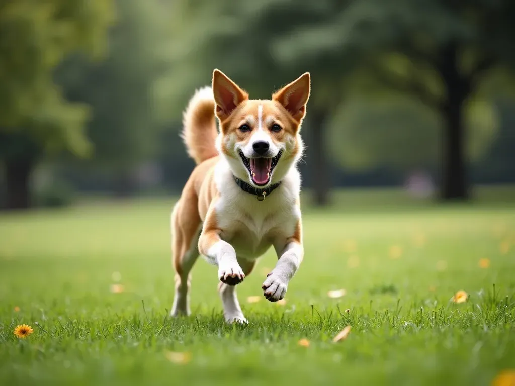 運動する犬